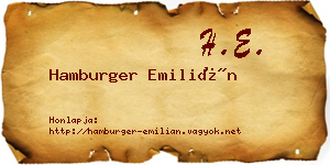 Hamburger Emilián névjegykártya